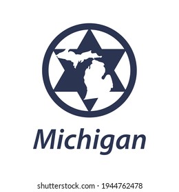 Illustration Michigan map on star modern sign logo design template