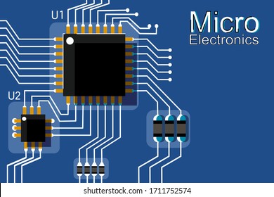 Illustration of microelectronics circuit board.