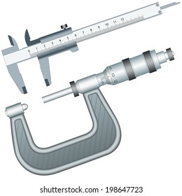 Illustration of the micrometer gauge and sliding calliper