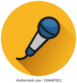 Illustration of microphone circle orange flat icon
