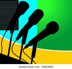 Illustration of microphone in colour background	