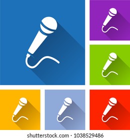 Illustration of microphone icons with long shadow