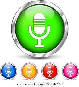Illustration of microphone icons set on white background