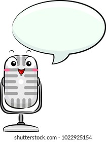 Illustration of a Microphone Mascot Speaking with a Blank Speech Bubble for Podcasting