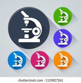Illustration of microscope circle icons with shadow