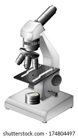 Illustration of a microscopic instrument on a white background