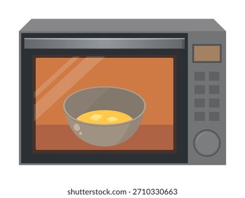 Ilustración de un horno de microondas calentando mantequilla derretida