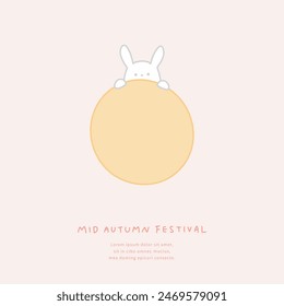 Illustration of mid-autumn festival with moon and rabbit.