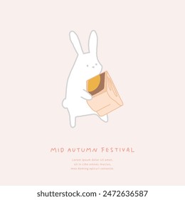 Illustration of mid-autumn festival with rabbit and moon cake.