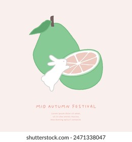 Illustration of mid-autumn festival with rabbit and pomelo.