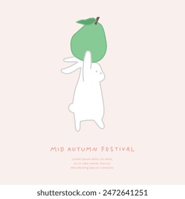 Illustration of mid-autumn festival with rabbit and pomelo.