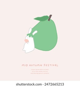 Illustration of mid-autumn festival with rabbit and pomelo.