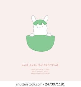 Illustration of mid-autumn festival with rabbit and pomelo.