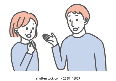 illustration of middle age people worrying about something