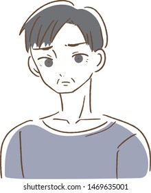 Illustration of a middle aged man who is troubled