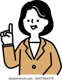 Illustration of a middle-aged businessperson in a suit smiling and giving an explanation