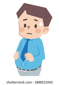 Illustration of a middle-aged fat man with a chubby belly