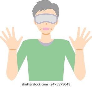Illustration of a middle-aged man surprised by virtual reality