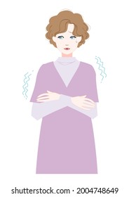 Illustration of a middle-aged woman with chills