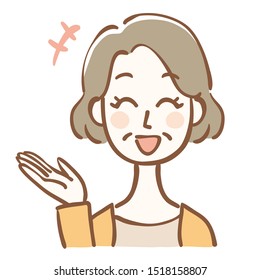 Illustration of middle-aged woman giving information