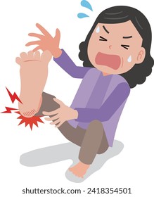 Illustration of a middle-aged woman with heel pain
