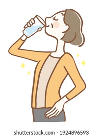 Illustration of a middle-aged woman hydrating