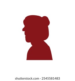 Illustration of a middle-aged woman silhouette with a bun on her head in pink. pink illustration isolated on white background. Illustration element design with theme of face silhouette