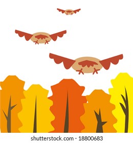 Illustration of migrant birds. Vector illustration.