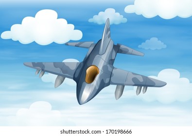 Illustration of a military aircraft in the sky