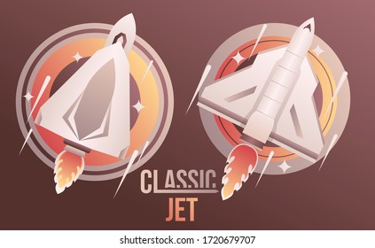 illustration of a military fighter plane, a very powerful and fast aircraft. classic jet retro design