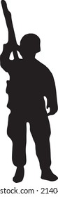 Illustration Military Man Silhouette Soldier In Helmet Standing Pose