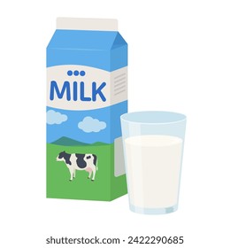 Illustration of milk carton and cup