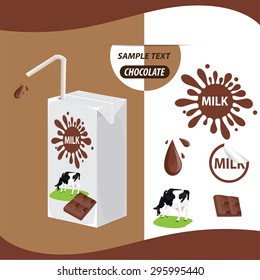 illustration. Milk carton,package, vector 3