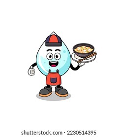 Illustration of milk drop as an asian chef , character design