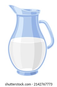 Illustration of milk jug. Dairy product. Object for food industry.