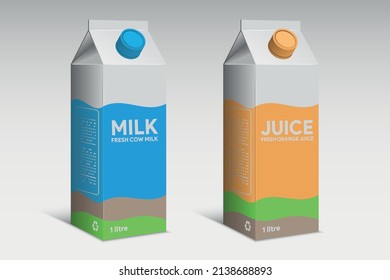 Illustration of Milk and Juice Boxes