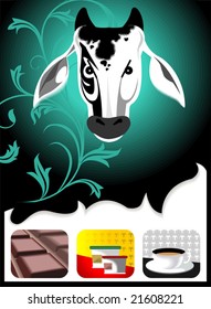 Illustration of milk products with a background	
