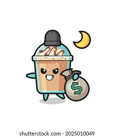 Illustration of milkshake cartoon is stolen the money , cute style design for t shirt, sticker, logo element
