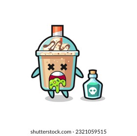 illustration of an milkshake character vomiting due to poisoning , cute style design for t shirt, sticker, logo element