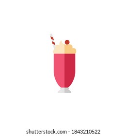 Icono plano de ilustración de Milkshake - Ilustración de icono plano - Ilustración de comida rápida - Símbolos, iconos, emoticones, pegatinas Set.