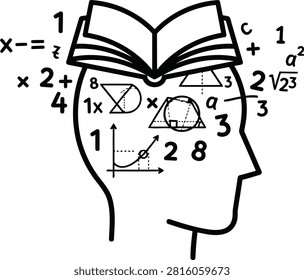 Illustration of the mind absorbing knowledge from an open book