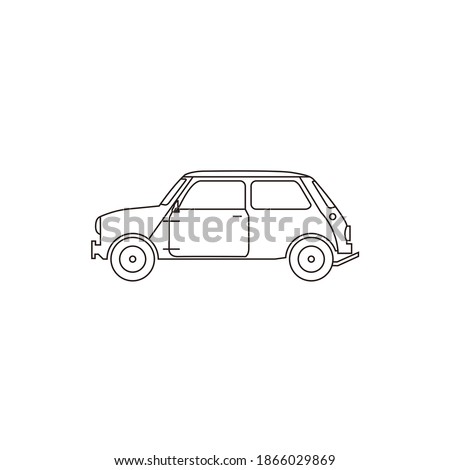 Illustration mini cooper classic car vintage old vehicle logo design vector line art outline Stock photo © 