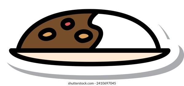 Ilustración mini pegatina curry de alimentos
