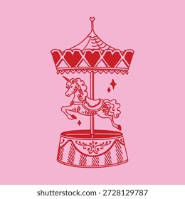 Illustration of a Mini Unicorn Carousel by tulangbercabang studio 