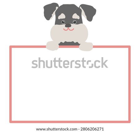 Illustration of a Miniature Schnauzer holding a message board.