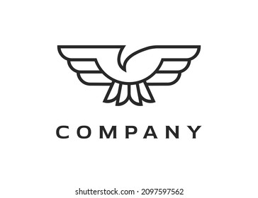 Illustration Minimal Eagle Falcon Hawk phoenix Bird Line Logo design vector 