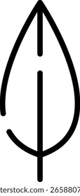Ilustración de un icono de hoja minimalista y estilizado que se muestra en el arte de línea negra, que simboliza la naturaleza, la simplicidad y los conceptos ecológicos en un estilo de diseño moderno.