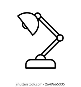 Ilustração de uma lâmpada de mesa ajustável minimalista em preto e branco