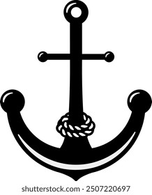 Illustration of a minimalist Anchor. Maritime symbol or icon, water