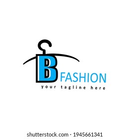 illustration of minimalist botique logo design . the elegant hanger icon initial capital letter B